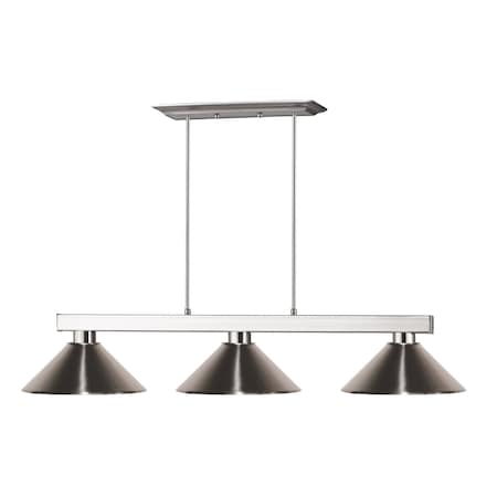 Z-Lite Players 3 Light Billiard Light, Brushed Nickel 152BN-MBN